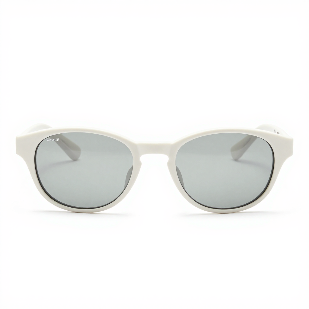Modern Matte White Oval Frame Sunglasses with Frosted Polarized Lenses