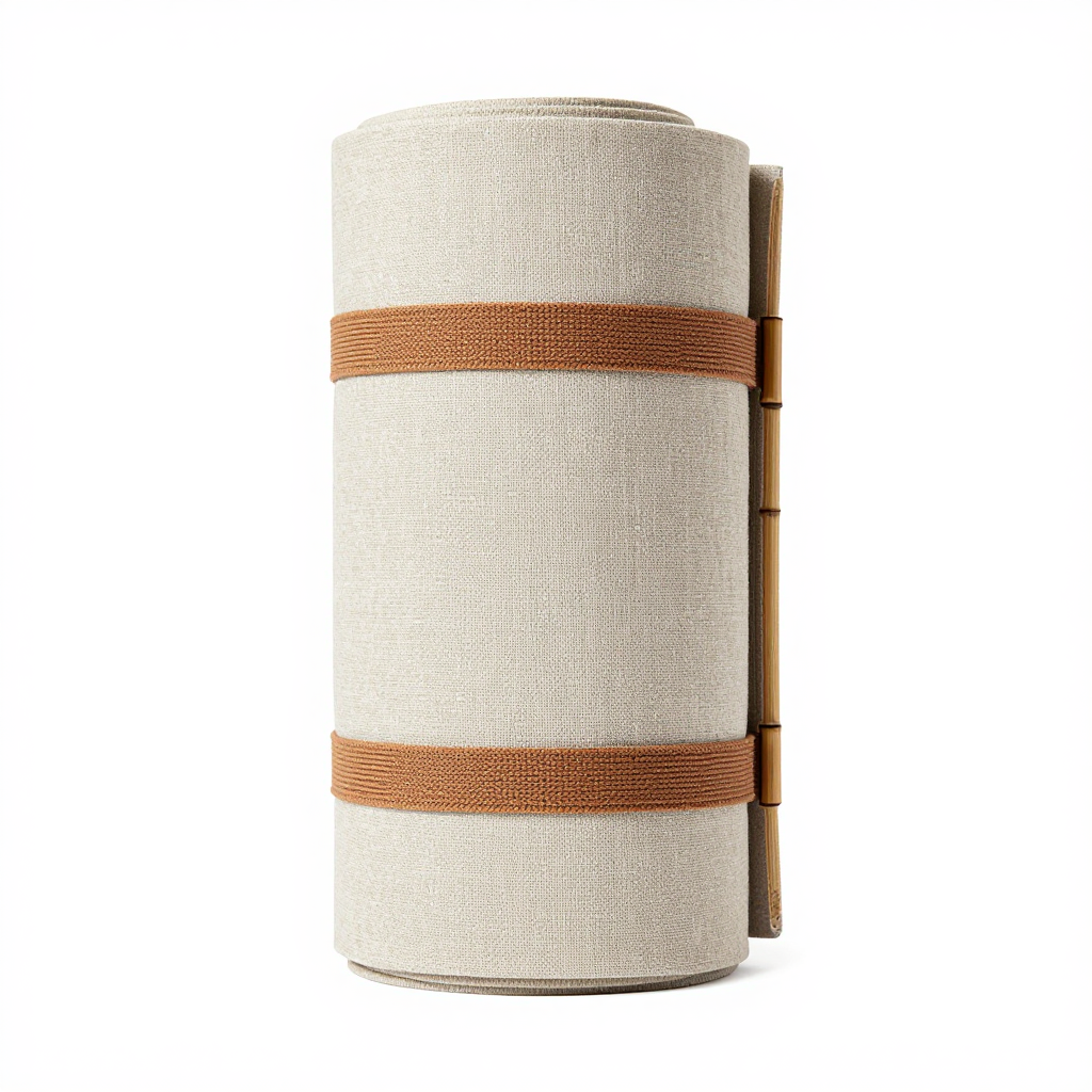 Linen Pilates Mat with Bamboo Straps